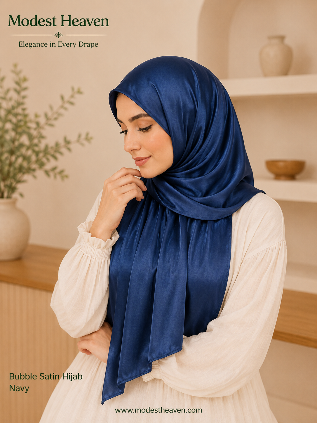 Bubble Satin Hijab, Satin Hijab, Navy Hijab, Modest Heaven, Premium Hijab, Free Size Hijab, Everyday Hijab, Satin Scarf, Modest Fashion, Hijab Online