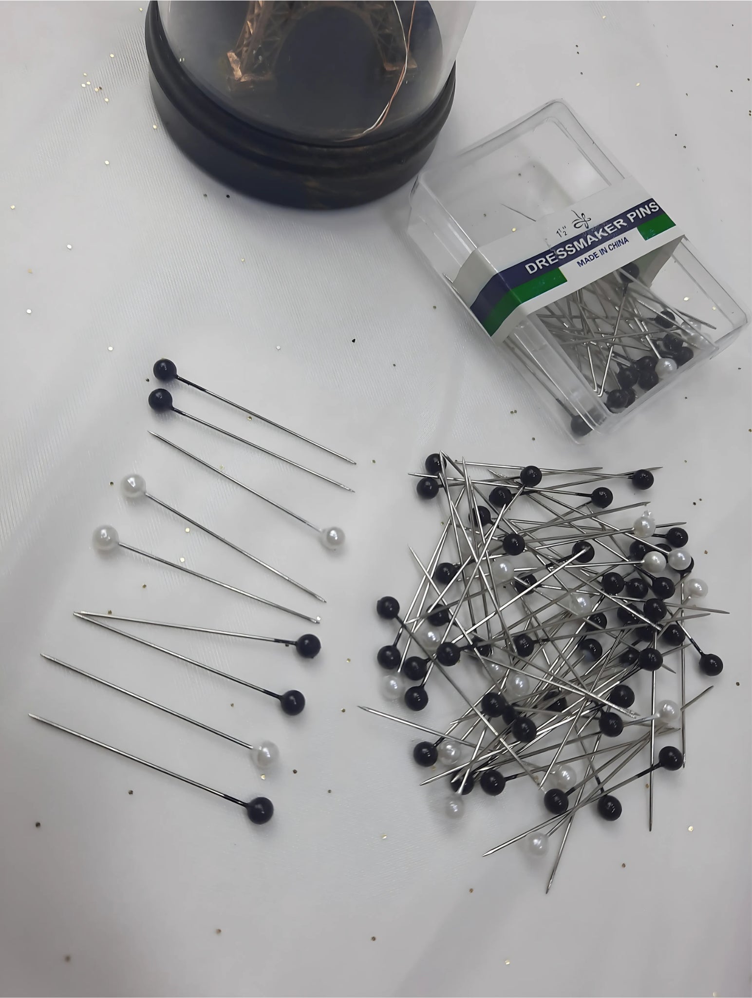 Black & White Pearl Hijab Pin Set – 100 Pcs (Elegant & Durable)