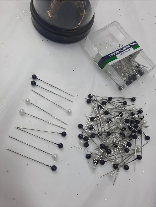 Black & White Pearl Hijab Pin Set – 100 Pcs (Elegant & Durable)