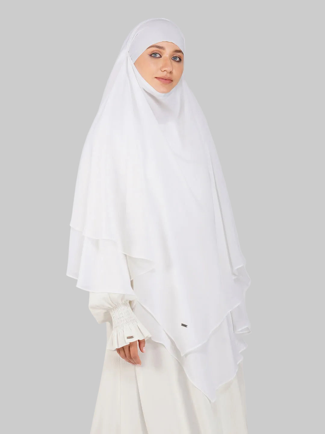 White Khimar (3Layer) Special for Hajj Umrah