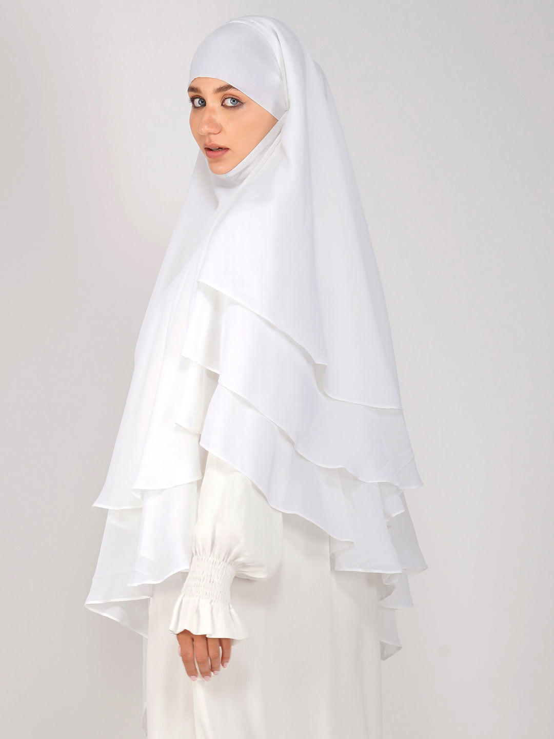 White Khimar (3Layer) Special for Hajj Umrah