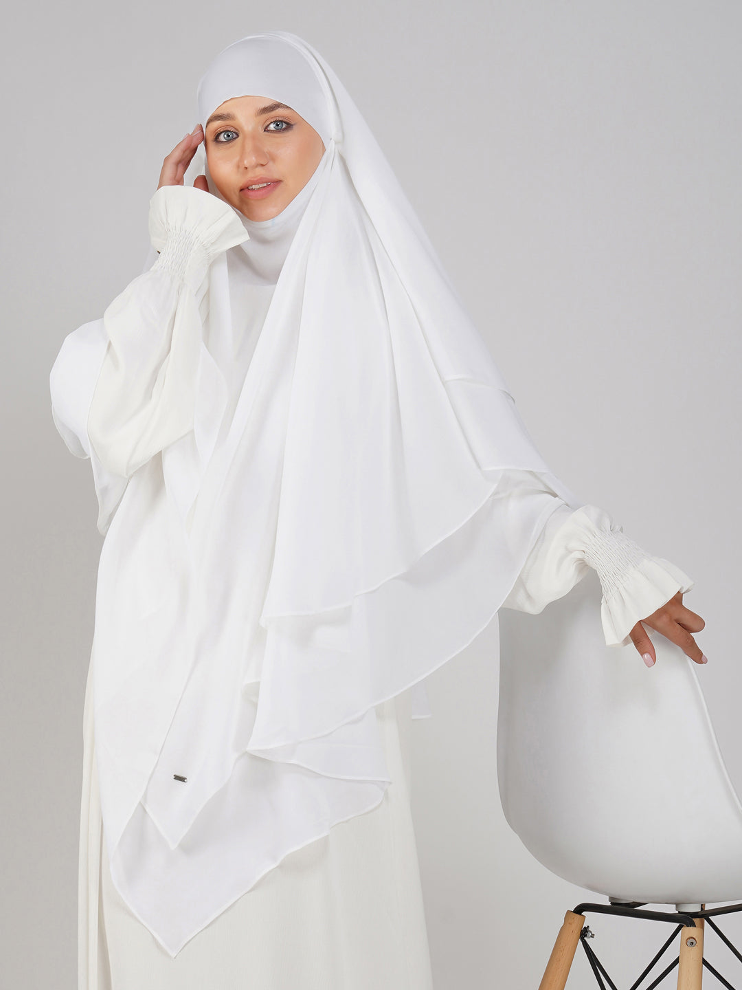 White Khimar (3Layer) Special for Hajj Umrah
