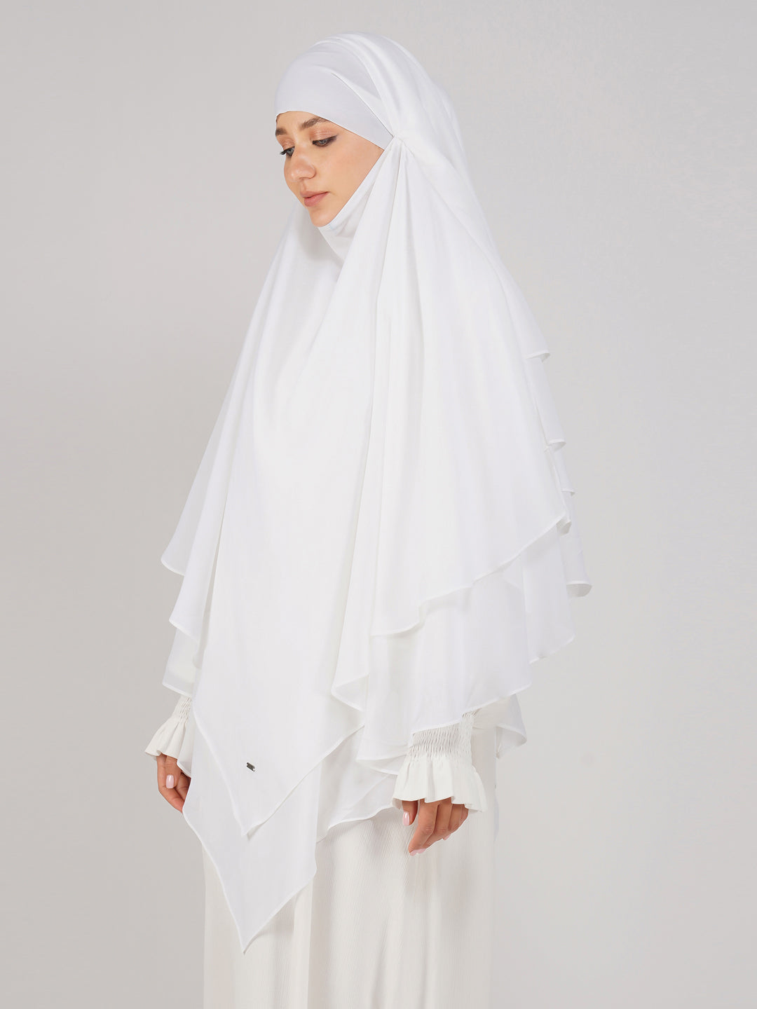 White Khimar (3Layer) Special for Hajj Umrah
