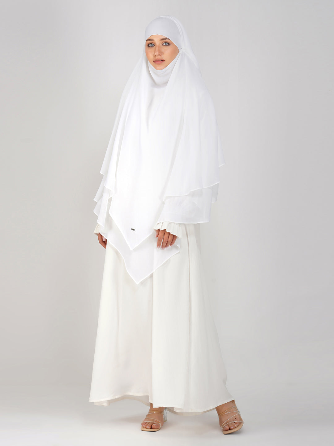 White Khimar (3Layer) Special for Hajj Umrah