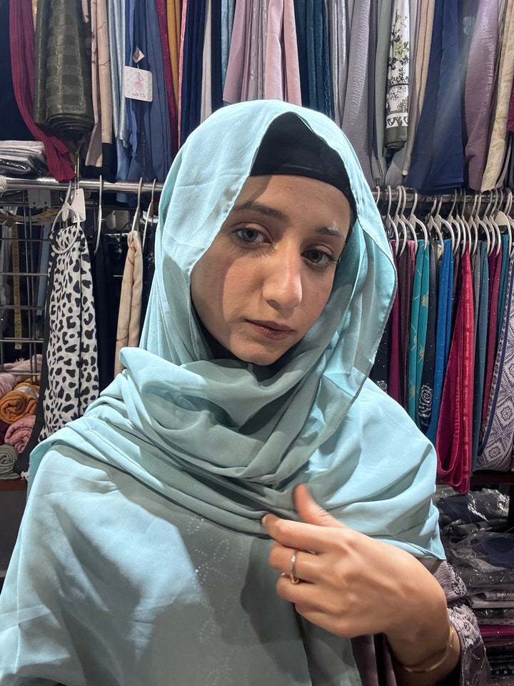 Premium Sky Blue Chiffon Hijab for Women – Soft, Lightweight & Elegant