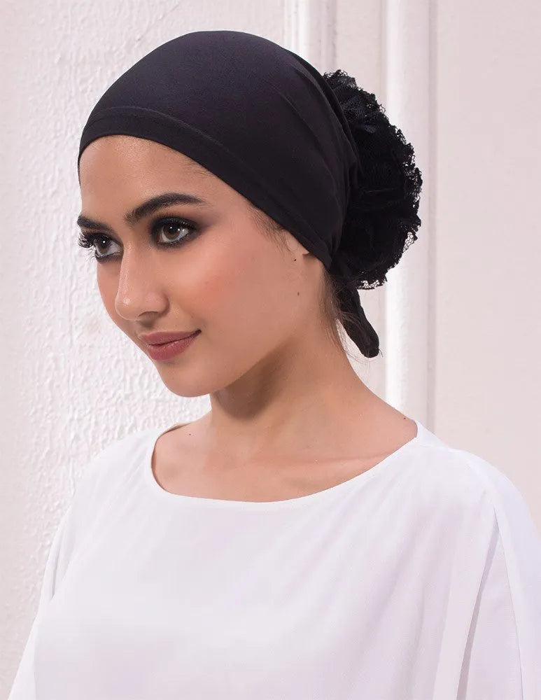Black volumizing hijab cap