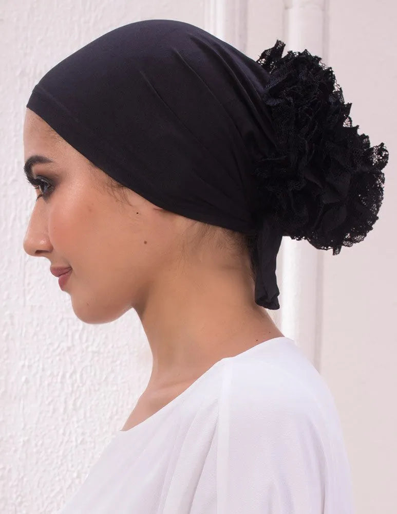 Black volumizing hijab cap