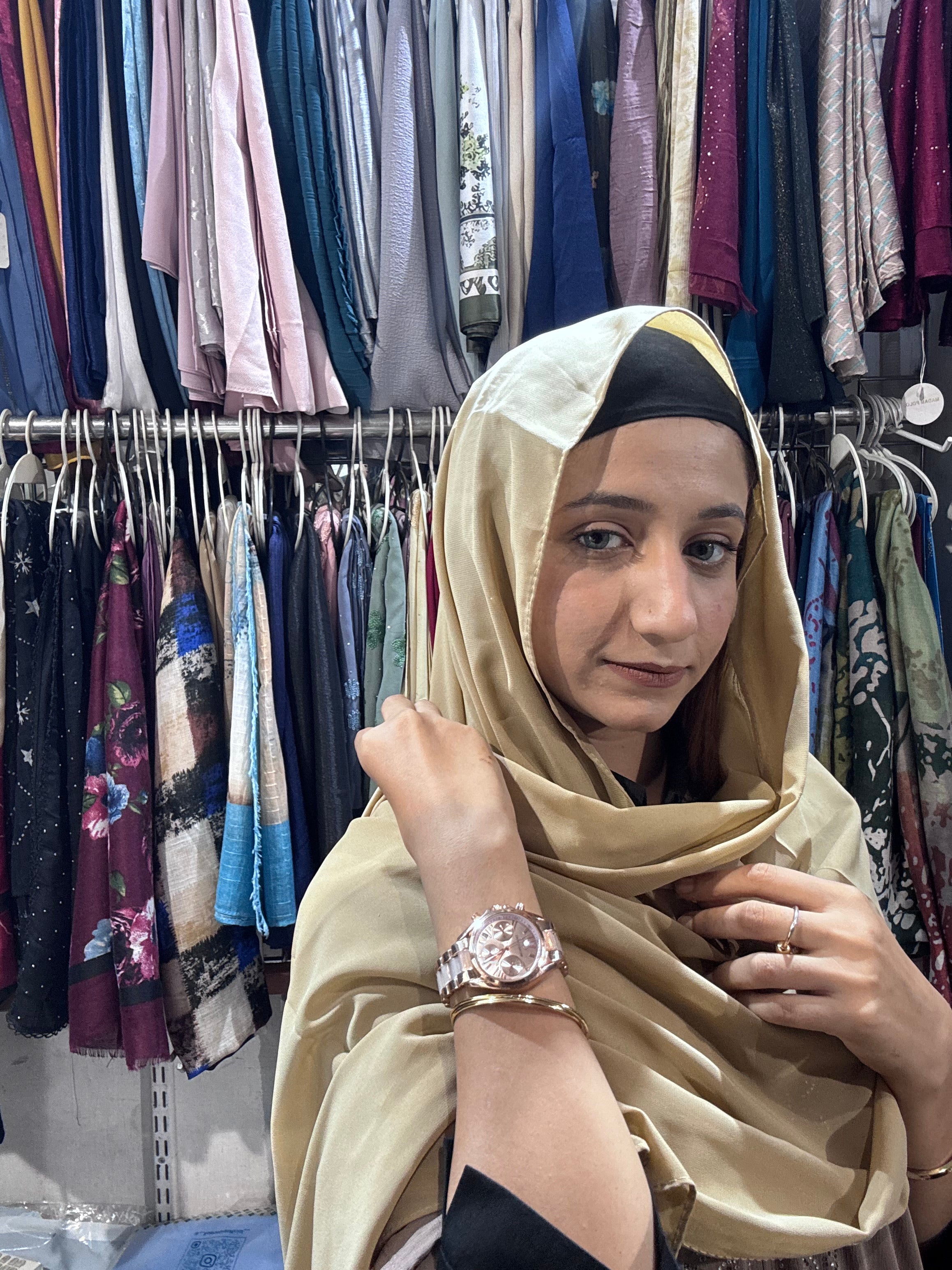Premium Champagne Gold Satin Hijab for Women | Soft Luxury Modest Headscarf by Modest Heaven