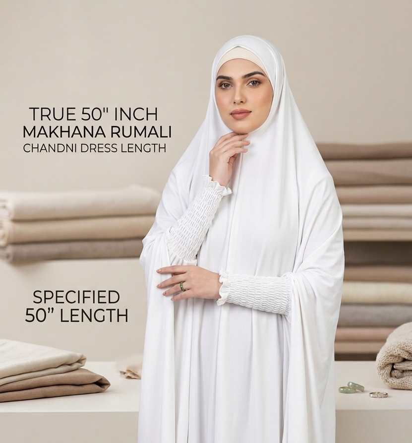 HAJJ WHITE SLEEVES MAKHNA (RUMALI)