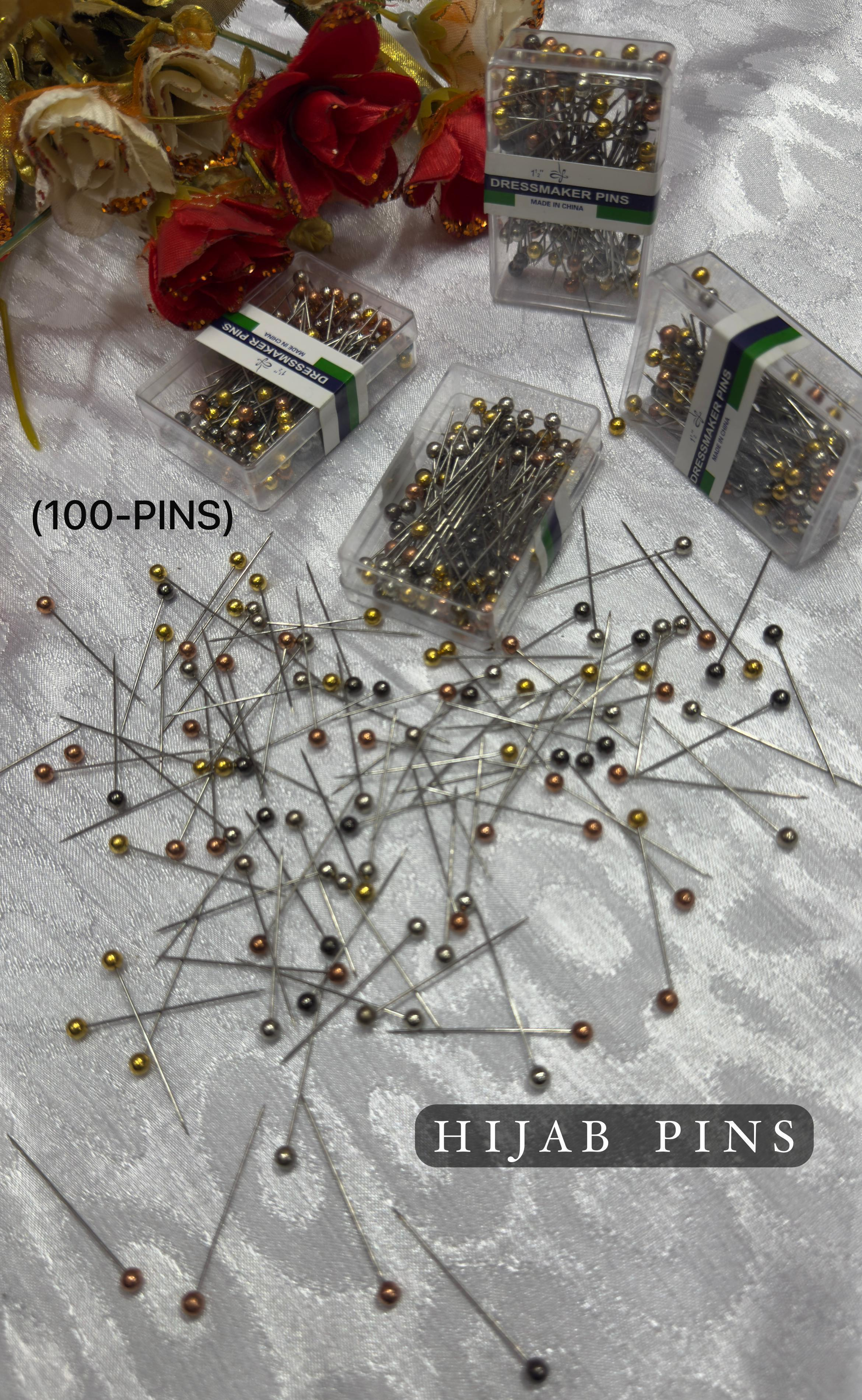 Metallic Pearl Hijab Pin Set – 100 Pcs (Elegant & Durable)