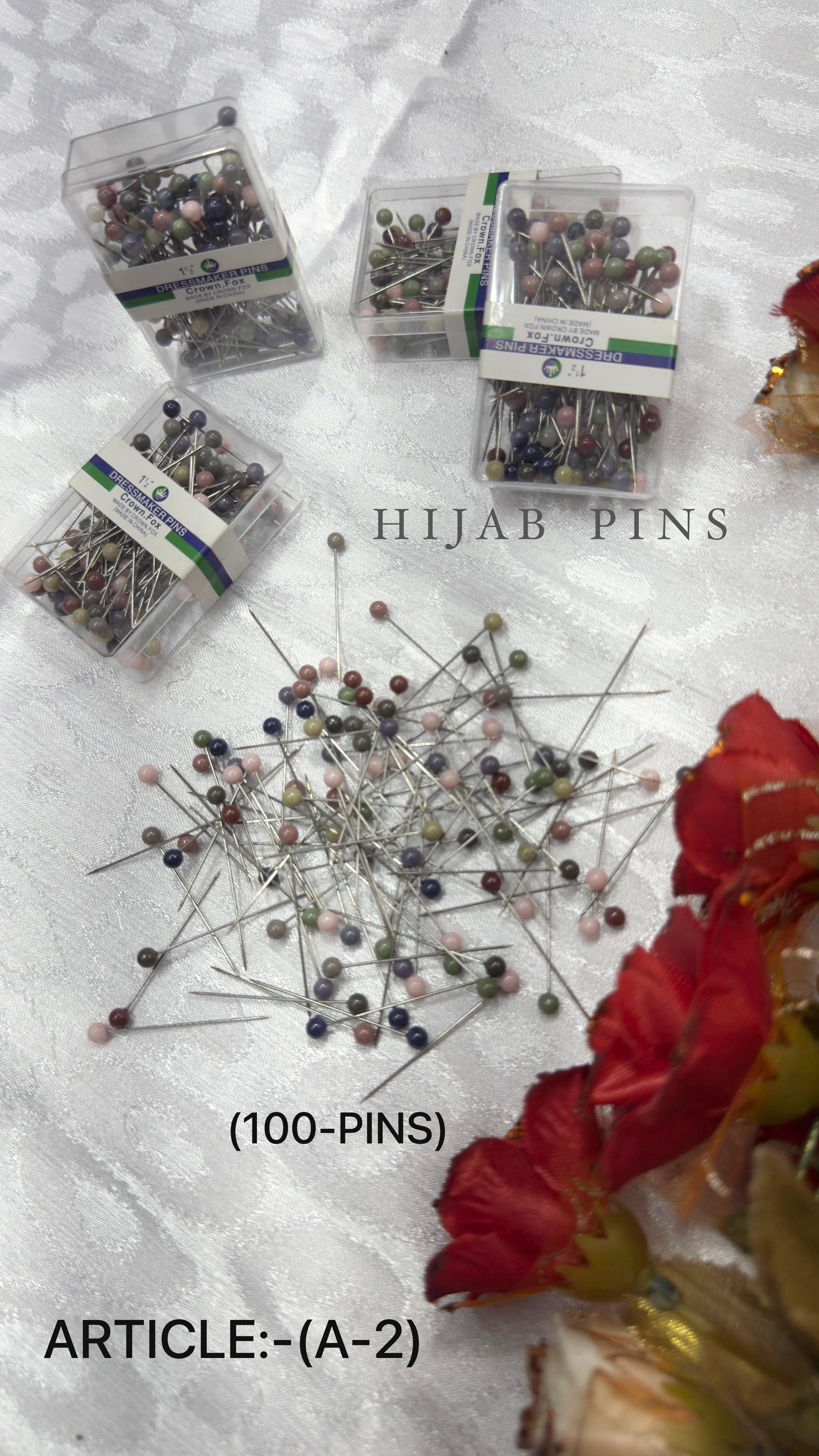 Crystal Pearl Hijab Pin Set – 100 Pcs (Elegant & Durable)